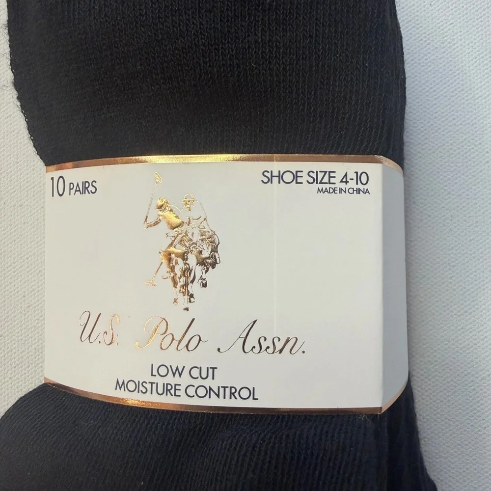 U.S. Polo Assn. Black Low Cut Socks - 10 Pair Pack (E2)